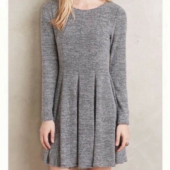 Dolan Left Coast Sweater Dress Gray Knit Long Sleeve Fit and Flare Cozy Medium - Picture 2 of 12